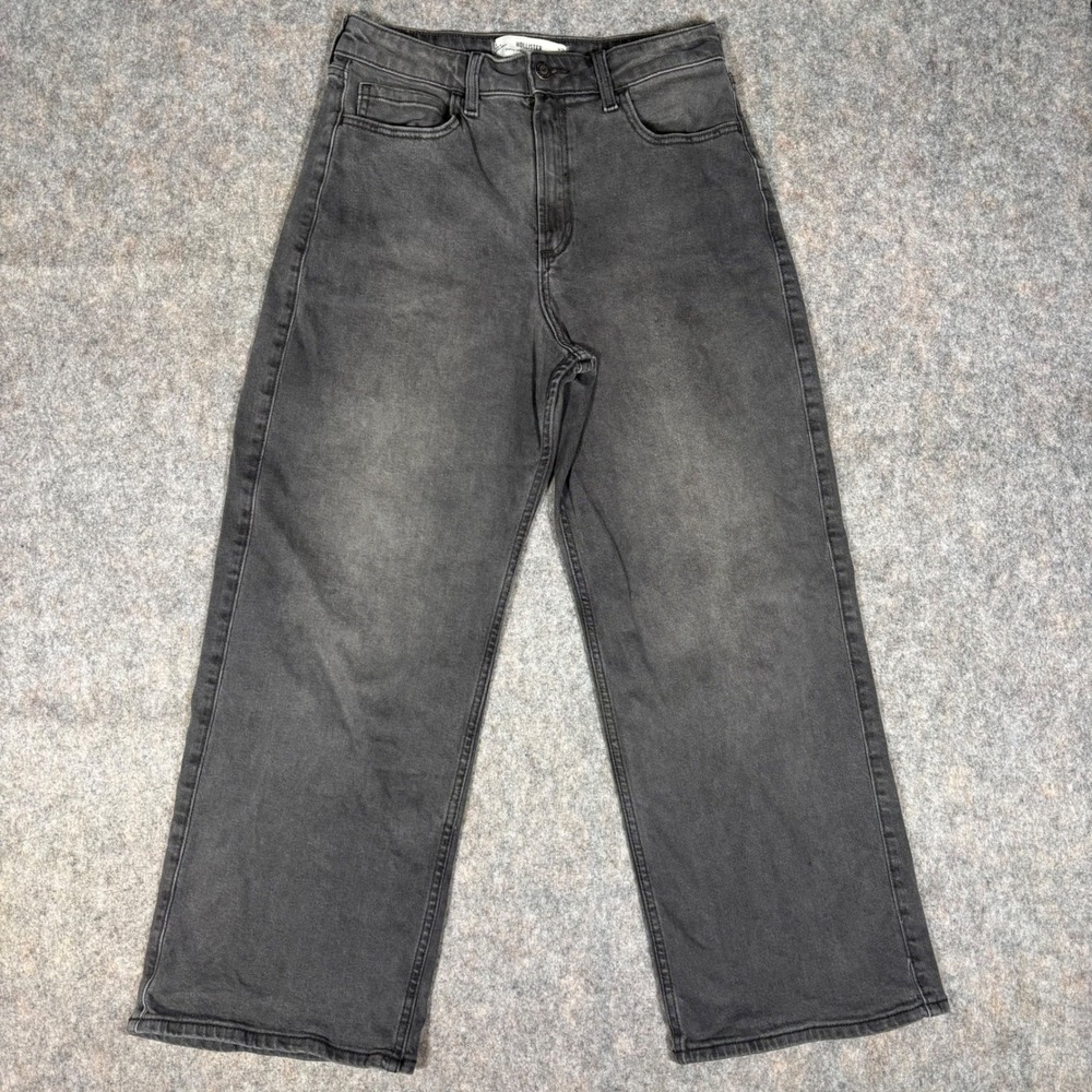 Hollister Baggy Jeans Womens 8S W29 Black Curvy Ultra High Rise Wide Leg Denim